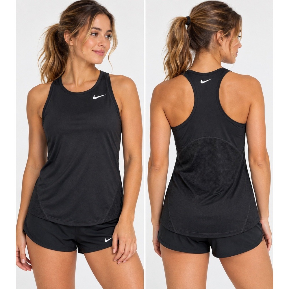 NWT Nike Women's S Dri-FIT Running Tank Top Black Racerback AJ8102-010